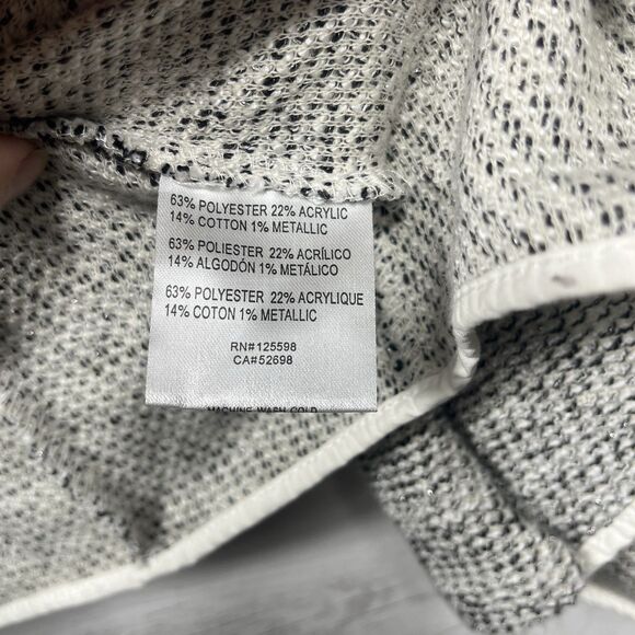 Ellen Tracy womens tweed metallic cardigan size P/S white black - Picture 4 of 5